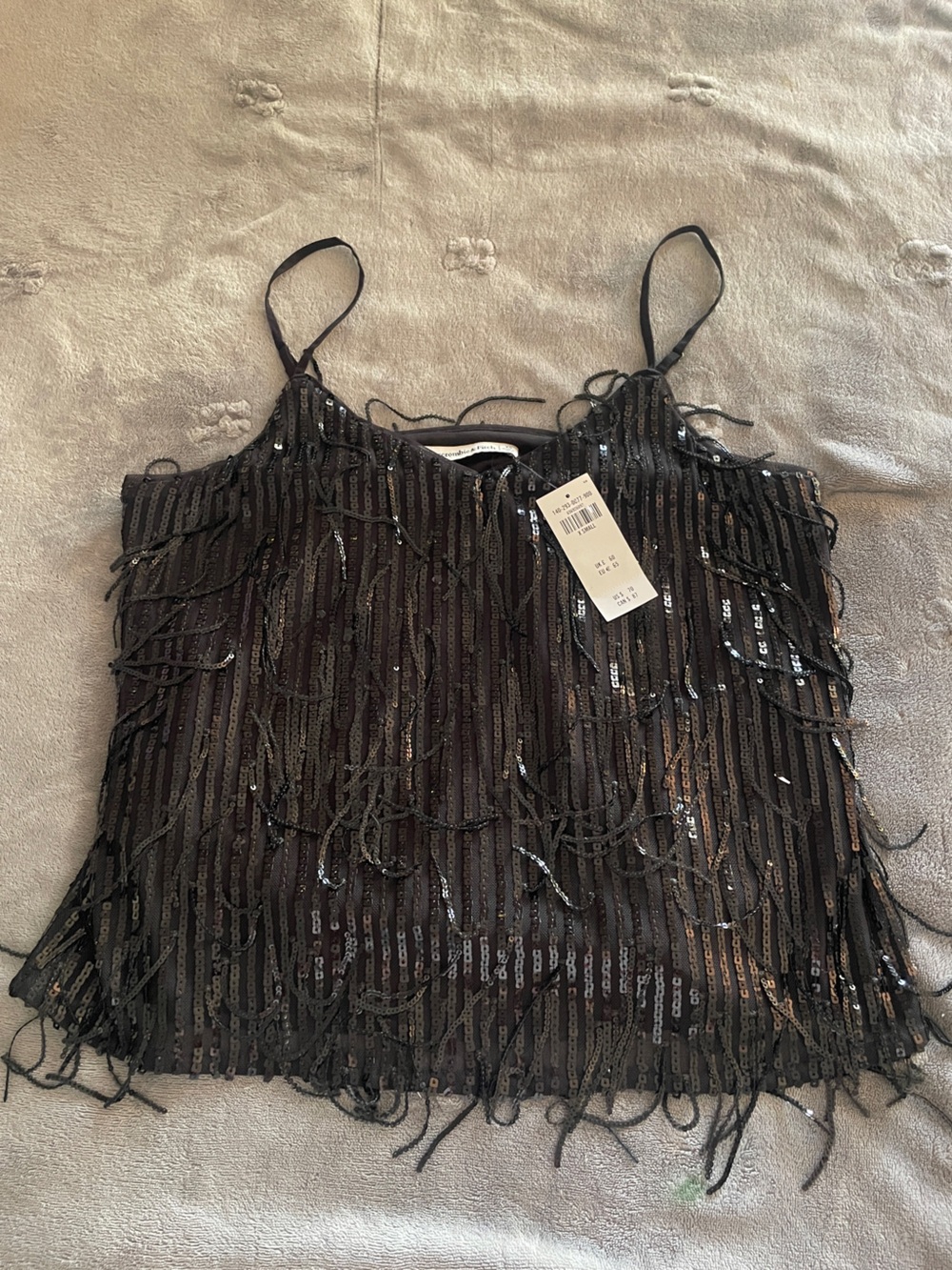 Abercrombie & Fitch Black Sequined Fringe Camisole
